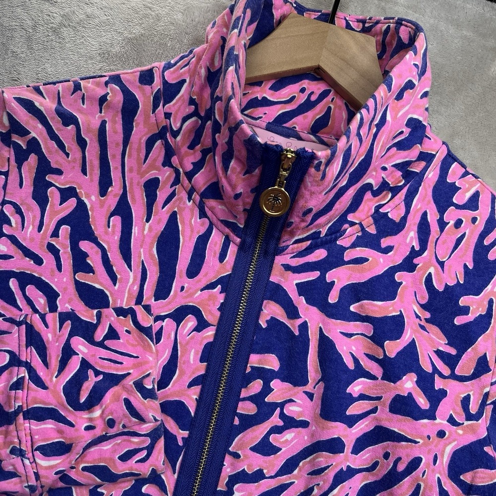 Lilly Pulitzer Multi Color Print Leona Full Zip Mock Neck Jacket Womens Medium